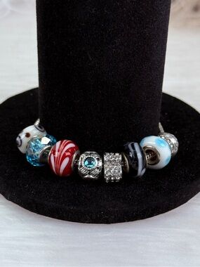 Beautiful, colorful, multi beaded charm bracelet